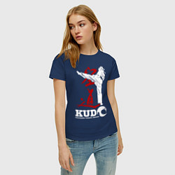 Футболка хлопковая женская Kudo, цвет: тёмно-синий — фото 2