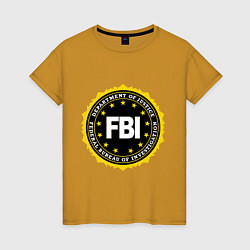 Футболка хлопковая женская FBI Departament, цвет: горчичный