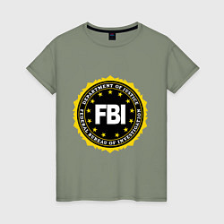 Футболка хлопковая женская FBI Departament, цвет: авокадо