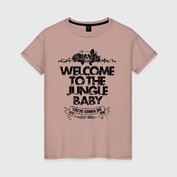 Футболка хлопковая женская Welcome to the Jungle, цвет: пыльно-розовый