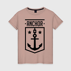 Футболка хлопковая женская Anchor Shield, цвет: пыльно-розовый