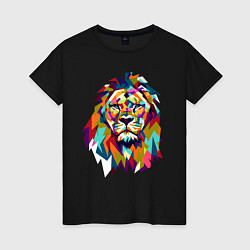 Футболка хлопковая женская Lion Art, цвет: черный