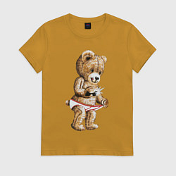 Футболка хлопковая женская Nasty Bear, цвет: горчичный
