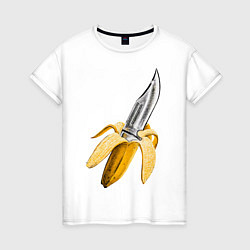 Футболка хлопковая женская Banana Knife, цвет: белый