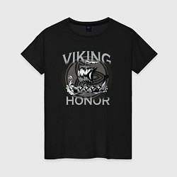 Футболка хлопковая женская Viking Honor, цвет: черный