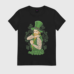 Футболка хлопковая женская St. Patrick's Day: Tatoo, цвет: черный