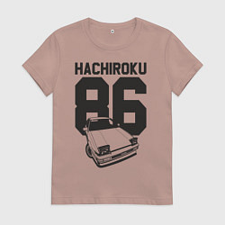 Футболка хлопковая женская Toyota AE86 Hachiroku, цвет: пыльно-розовый
