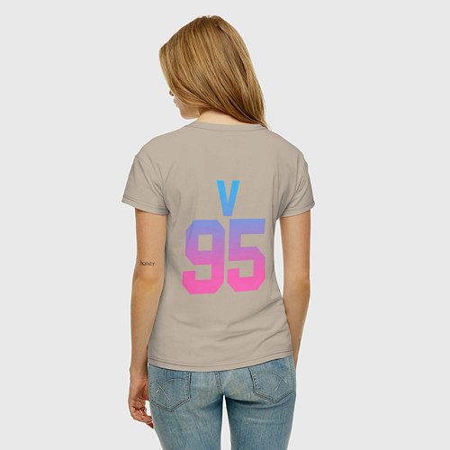 Женская футболка BTS: Neon V / Миндальный – фото 4