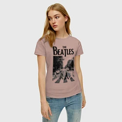 Футболка хлопковая женская The Beatles: Mono Abbey Road, цвет: пыльно-розовый — фото 2