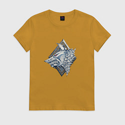 Футболка хлопковая женская Space Wolves, цвет: горчичный