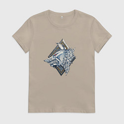Футболка хлопковая женская Space Wolves, цвет: миндальный