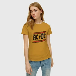 Футболка хлопковая женская AC/DC Voltage, цвет: горчичный — фото 2