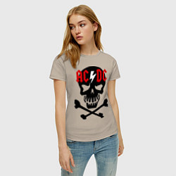 Футболка хлопковая женская AC/DC Skull, цвет: миндальный — фото 2
