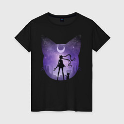 Футболка хлопковая женская Pretty Soldier Sailor Moon, цвет: черный