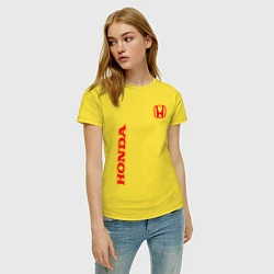 Футболка хлопковая женская HONDA, цвет: желтый — фото 2