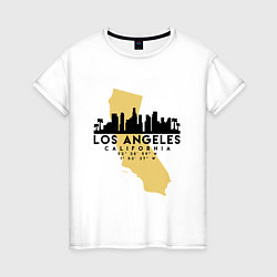 Футболка хлопковая женская Лос-Анджелес - США, цвет: белый