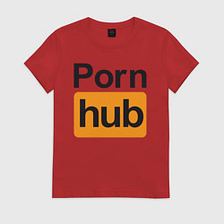 Футболка хлопковая женская PornHub, цвет: красный