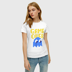 Футболка хлопковая женская Pac-Man: Game over, цвет: белый — фото 2