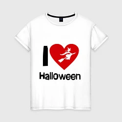 Футболка хлопковая женская I love halloween (Я люблю хэллоуин), цвет: белый