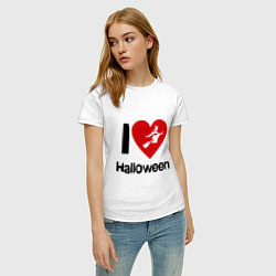 Футболка хлопковая женская I love halloween (Я люблю хэллоуин), цвет: белый — фото 2