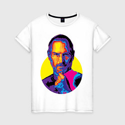 Футболка хлопковая женская Jobs Colors, цвет: белый