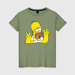 Футболка хлопковая женская Homer Ahegao, цвет: авокадо