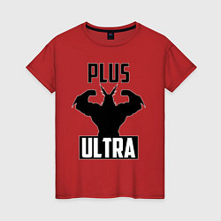 Футболка хлопковая женская PLUS ULTRA черный, цвет: красный