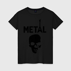 Футболка хлопковая женская Metal Skull, цвет: черный