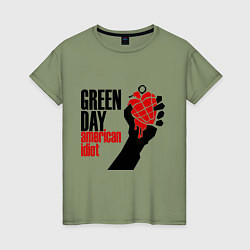 Футболка хлопковая женская Green Day: American idiot, цвет: авокадо