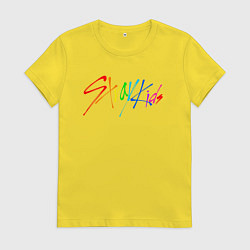 Футболка хлопковая женская STRAY KIDS АВТОГРАФЫ, цвет: желтый