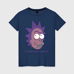 Футболка хлопковая женская Wubba lubba dub dub, цвет: тёмно-синий