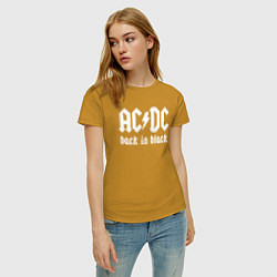 Футболка хлопковая женская ACDC BACK IN BLACK, цвет: горчичный — фото 2