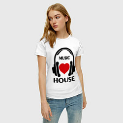 Футболка хлопковая женская House Music is Love, цвет: белый — фото 2