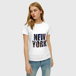 Футболка хлопковая женская New York Streets цвета белый — фото 2