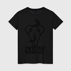 Футболка хлопковая женская Sexy elephant, цвет: черный