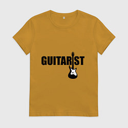 Футболка хлопковая женская Гитарист, цвет: горчичный