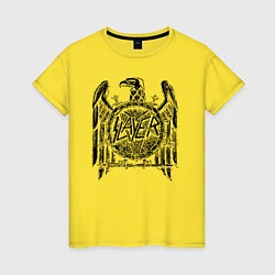 Футболка хлопковая женская Slayer логотип, цвет: желтый