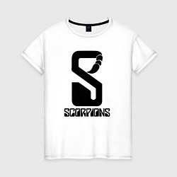 Футболка хлопковая женская Scorpions logo, цвет: белый