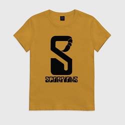 Футболка хлопковая женская Scorpions logo, цвет: горчичный