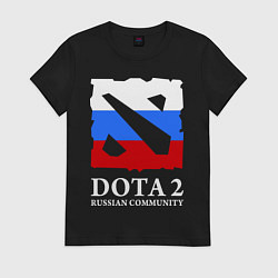 Футболка хлопковая женская Dota 2: Russian Community, цвет: черный