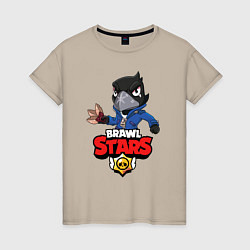 Футболка хлопковая женская BRAWL STARS CROW, цвет: миндальный