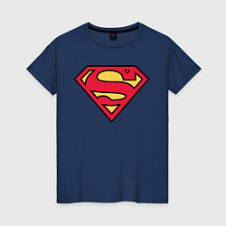 Футболка хлопковая женская Superman logo, цвет: тёмно-синий