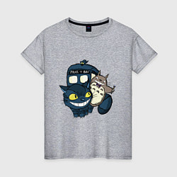 Футболка хлопковая женская Tardis Totoro, цвет: меланж