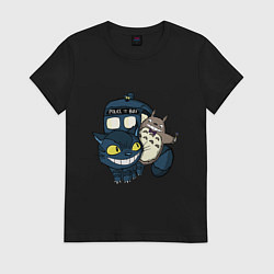 Футболка хлопковая женская Tardis Totoro, цвет: черный