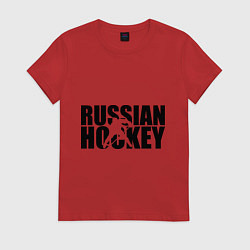 Футболка хлопковая женская Russian Hockey, цвет: красный