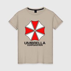 Футболка хлопковая женская UMBRELLA CORP, цвет: миндальный