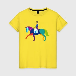 Футболка хлопковая женская Всадник на коне, цвет: желтый