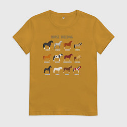 Футболка хлопковая женская HORSE BREEDING, цвет: горчичный