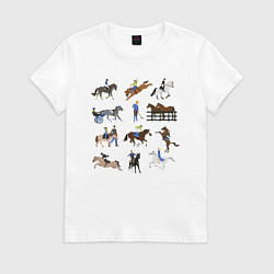 Футболка хлопковая женская Конный виды спорта, цвет: белый
