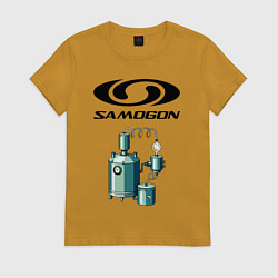 Футболка хлопковая женская SAMOGON, цвет: горчичный